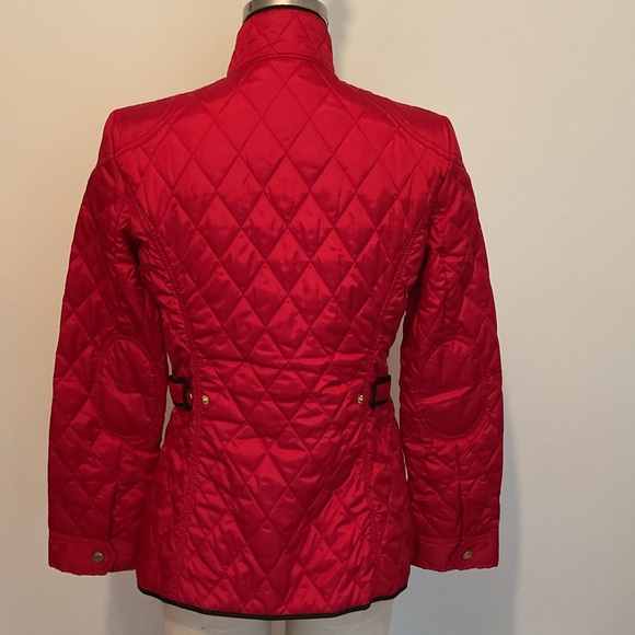 Banana Republic Red Quilted Jacket with Black Trim and Gold Hardware - Picture 8 of 12